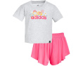 Комплект adidas Kids Heather Tee & Flowy Short Set с принтом и внутренними шортами