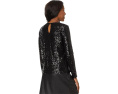 Топ CeCe Long Slv Sequin Crew Neck Rich Black с длинным рукавом