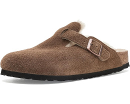 Birkenstock Boston Shearling замшевые клоги с мехом