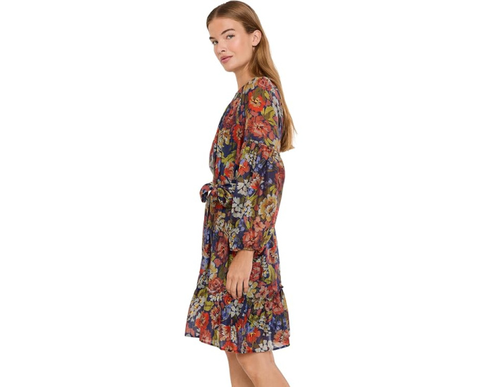 Dolman Sleeve One Tier Mini Dress with Self Belt