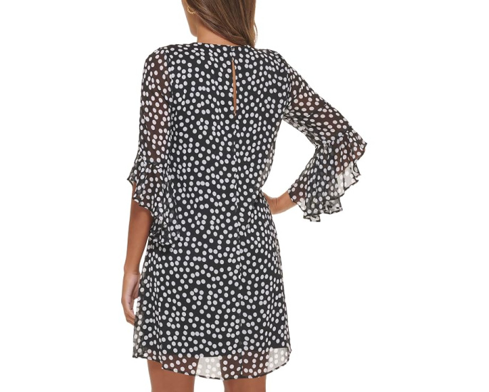 Short Chiffon Dress with Bell Sleeves