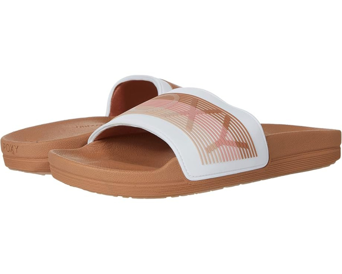 Сланцы Roxy Slippy LX с широким ремешком и разноцветными полосками