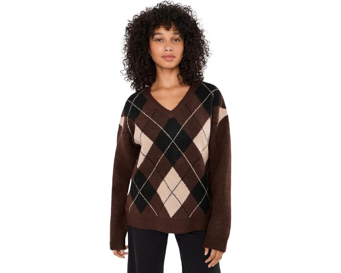 Свитер Kimberly V-Neck Argyle Knit от KUT from the Kloth