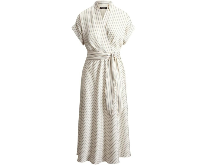Платье из полосатой ткани с поясом Lauren Ralph Lauren