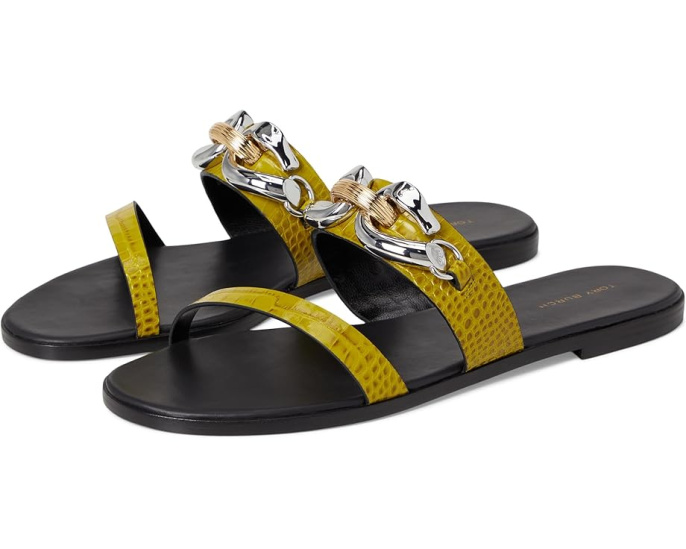 Сланцы Tory Burch Jessa Two Band с двойным ремешком и кожаной подошвой