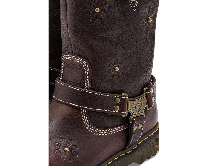 Dr. Martens Anistone Hi Flower ботинки из темной кожи