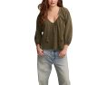 Блуза Knit Mix Peasant от Lucky Brand оливкового цвета