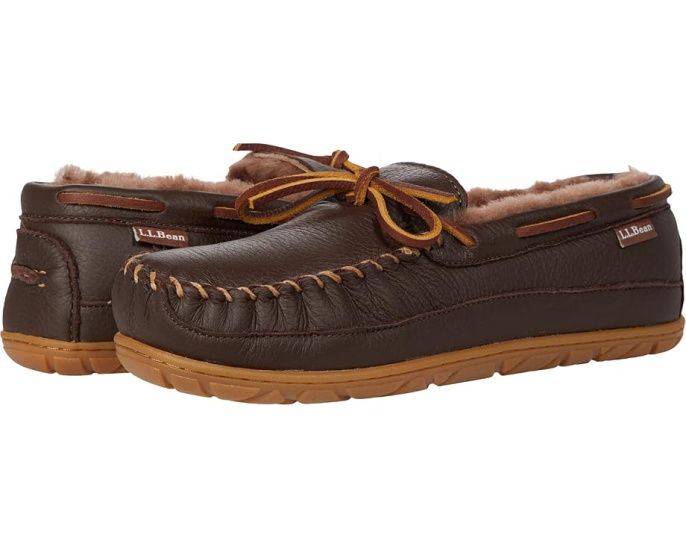 Домашние тапочки-мокасины L.L.Bean Wicked Good Moosehide с подкладкой из овчины