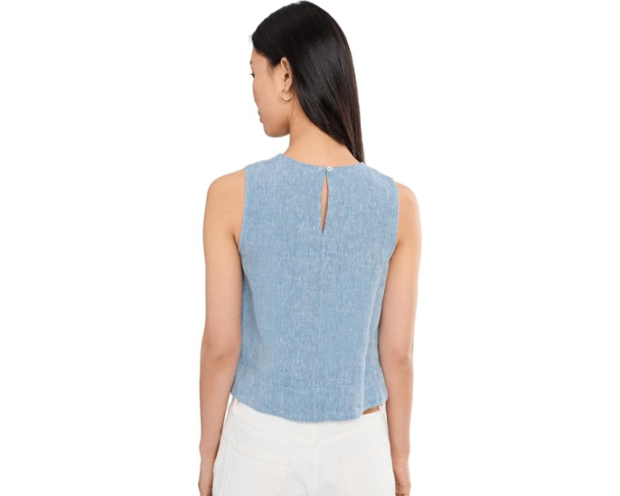 Madewell Embroidered Shell Top in 100% Linen с застежкой на пуговицу