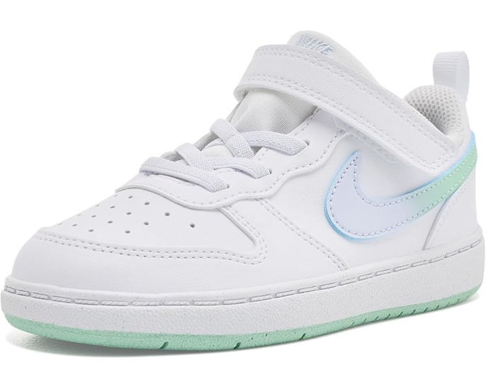 Кроссовки Nike Court Borough Low Fade для малышей White и Arctic Green