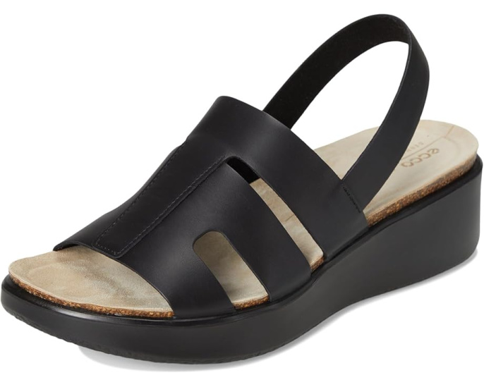 Сандалии ECCO Flowt Wedge Cork Oasis на клине с пробковой стелькой и кожаными ремешками
