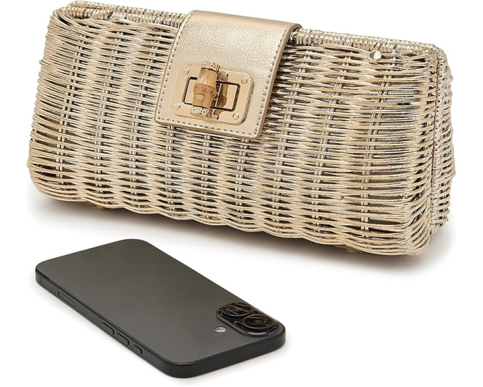 Клатч Leena Wicker Clutch Lilly Pulitzer из ротанга с золотой цепочкой