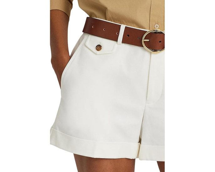 Хлопковые шорты Lauren Ralph Lauren Pleated Double-Faced с высокой талией