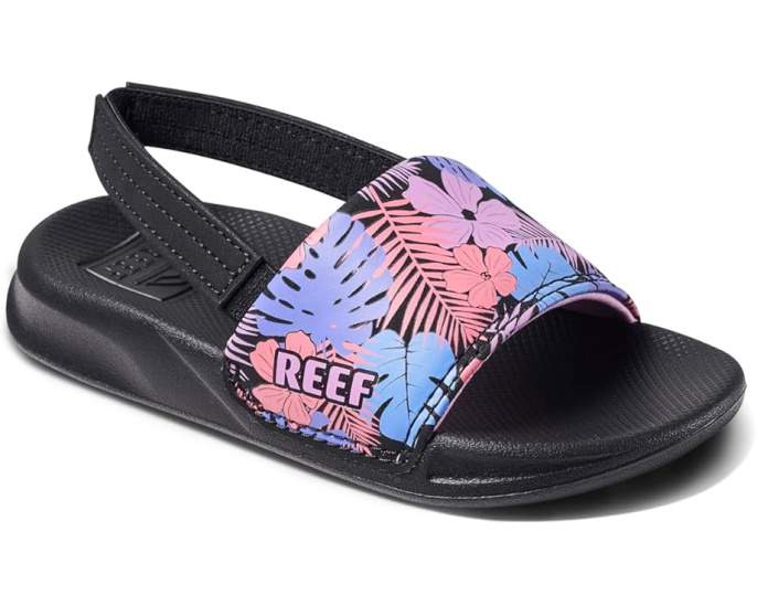 Reef детские сандалии Little One Slide фиолетовые с листьями