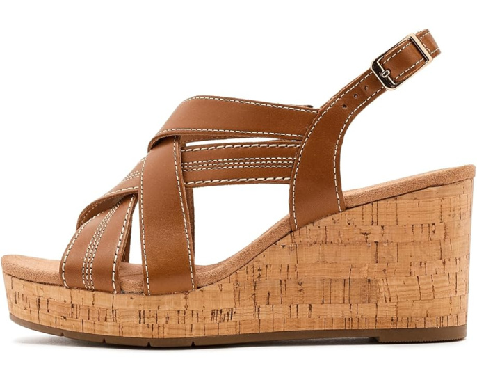 Сандалии Clarks Sabina Sling на пробковом клине с регулируемым ремешком