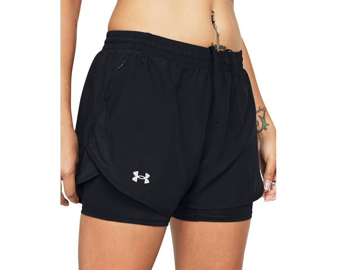Шорты Under Armour Fly By 2 в 1 со встроенными компрессионными шортами и сетчатыми вставками