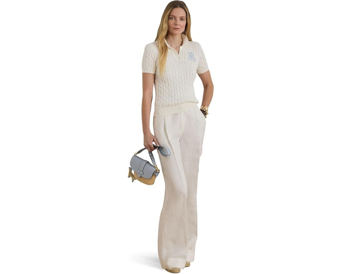 Хлопковый пуловер поло Cable Knit Cotton от Lauren Ralph Lauren