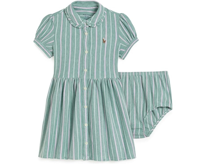 Striped Knit Oxford Shirtdress & Bloomer (Infant)