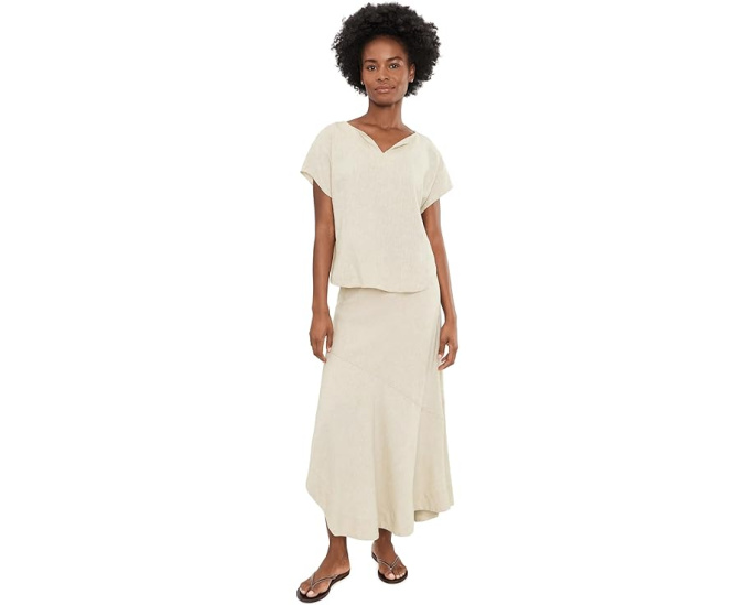 Футболка Rumba Linen Split Neck Tee из льна с вырезом NIC+ZOE