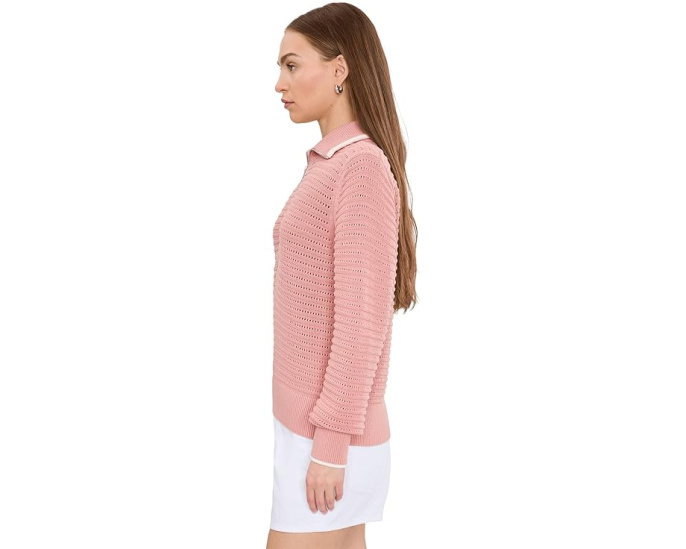 Varley вязаный свитер Morwenna 1/2 Zip Knit c половинной молнией розовый