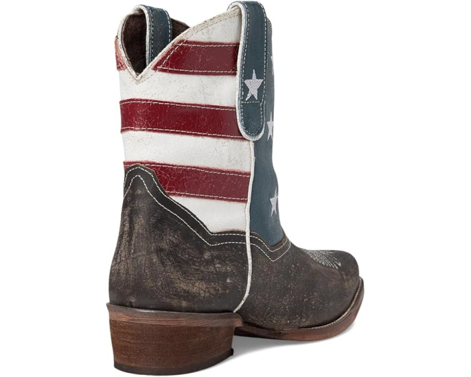 Ботинки Roper American Flag Shorty из состаренной кожи с дизайном флага