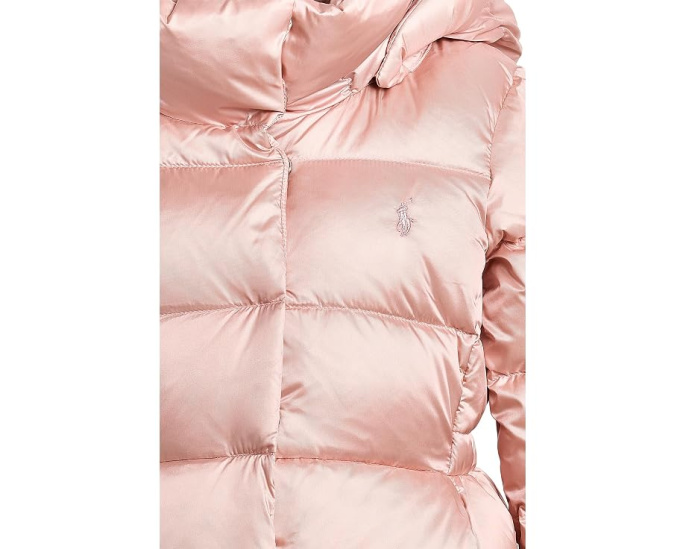 Утепленная куртка с капюшоном Metallic Down Hooded Long Jacket Polo Ralph Lauren