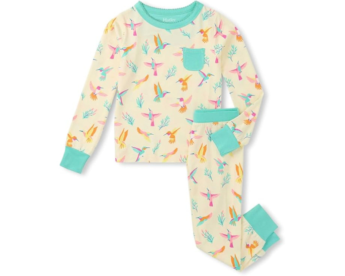 Пижамный комплект Hatley Kids Springtime Hummingbirds Bamboo с длинным рукавом