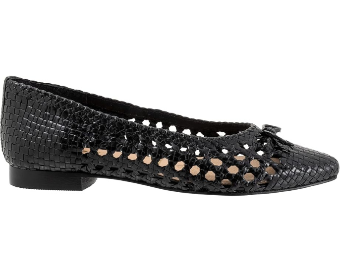 Балетки Edith с бантом и низким каблуком из плетеной кожи Trotters