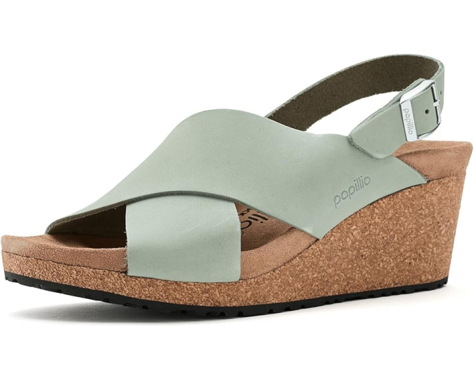 Биркенштоки Samira Wedge на платформе из нубука с регулируемым ремешком на щиколотке