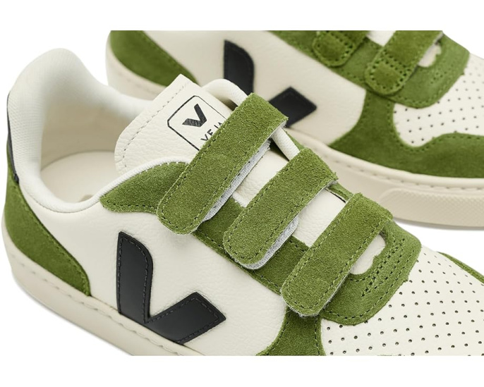 Детские кроссовки VEJA Small V-10 из экологичной кожи с застежками на липучках