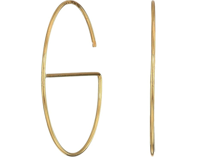 Серьги Rebecca Minkoff Small Circle/Bar Hoop с перемычкой и золотым покрытием