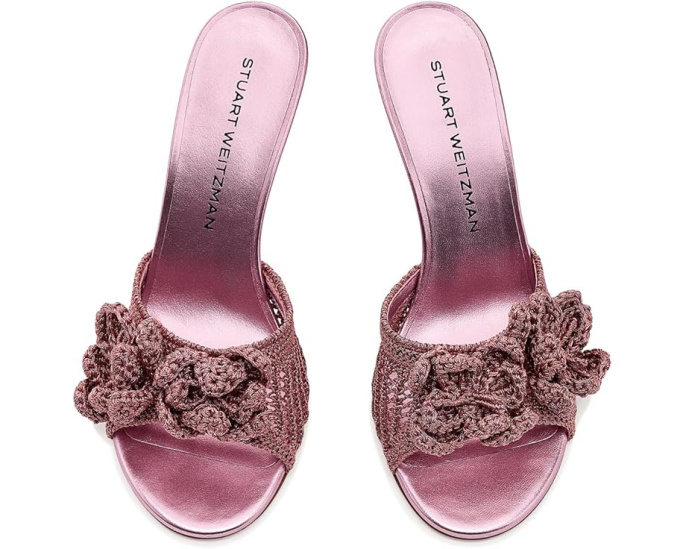 Туфли Stuart Weitzman Lotus Slide 85 с ручной вязкой и миндалевидным носком