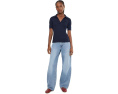 Jersey Elbow-Sleeve Collared Top