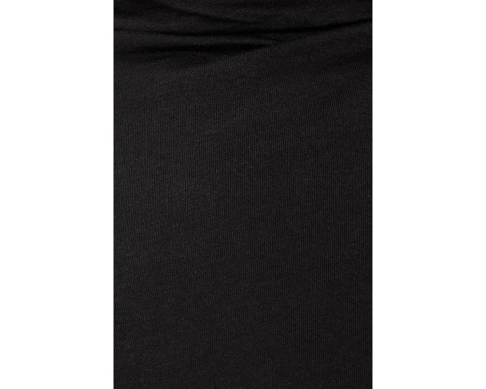 Sheer Cotton Blend Knit Funnel Neck Tee