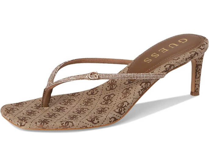 Босоножки GUESS Mayan на тонком каблуке с ремешком стразами