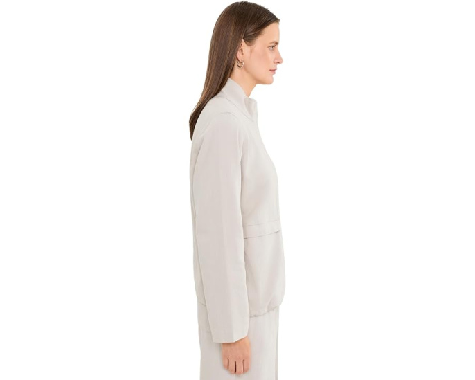 Белая куртка-бомбер Eileen Fisher на молнии из льна и органического хлопка