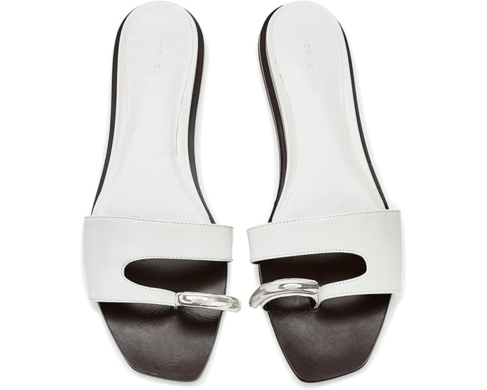 Сандалии Tory Burch Romy Slides на плоской подошве из кожи