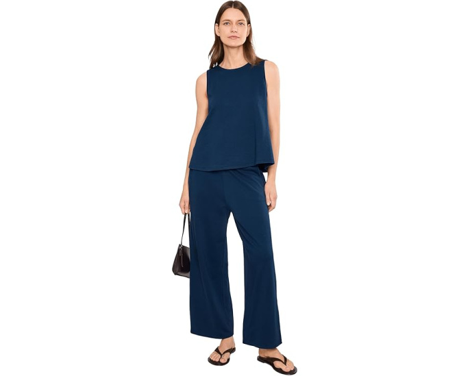 Топ Eileen Fisher Garment Dyed Terry Crew Neck глубокого синего цвета