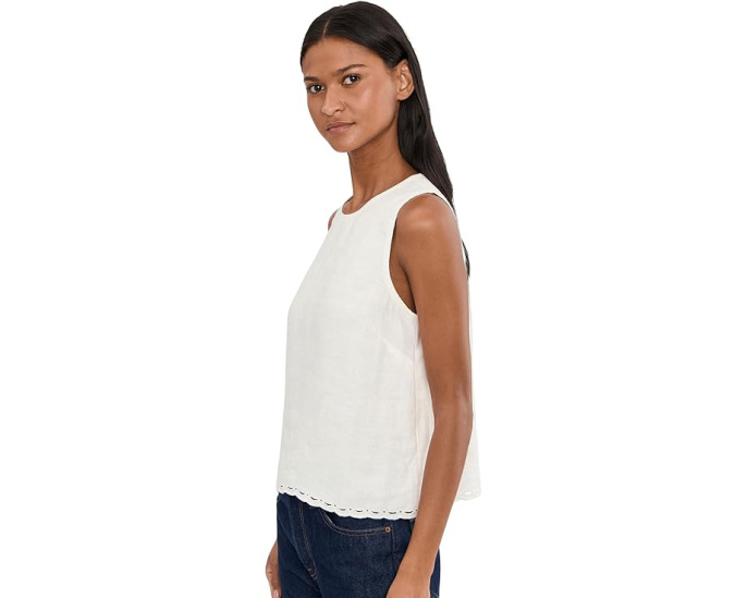 Блуза Madewell Lace-Trim Pleated Shell из льна