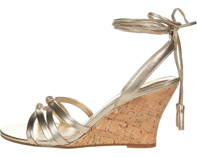Сандалии Lilly Pulitzer Casey Wedge на танкетке с золотыми ремешками