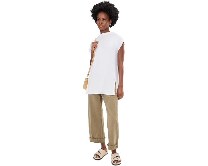 Туника Eileen Fisher с воротником-воронкой из ребристого трикотажа
