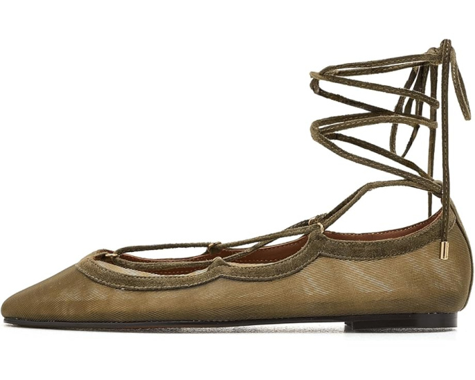 Балетки Madewell Greta Lace-Up из сетки с квадратным носком и ремешком