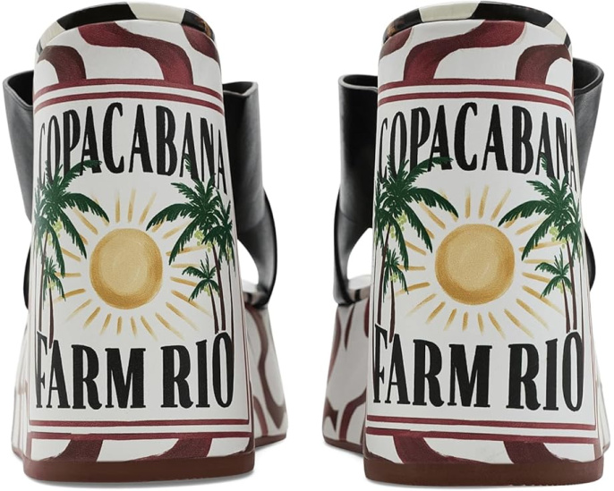 Босоножки-танкетки Copacabana Wedge Sandals от FARM Rio на высоком каблуке из кожи