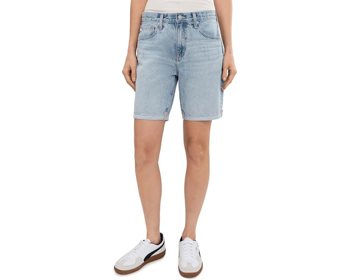 Шорты Ex-Boyfriend Mid-Rise Slouchy из хлопка AG Jeans с длиной шагового шва 7 дюймов