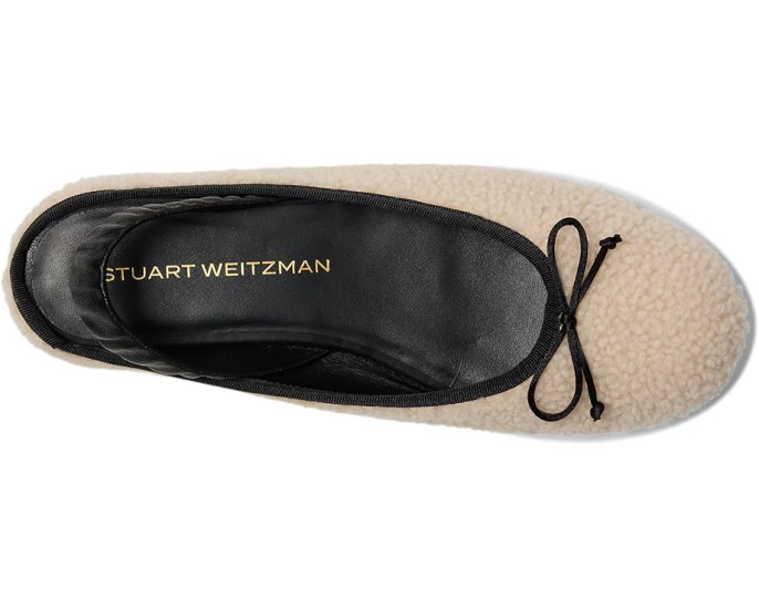 Балетки Stuart Weitzman Prima Bow Shearling Slingback с мехом и бантом