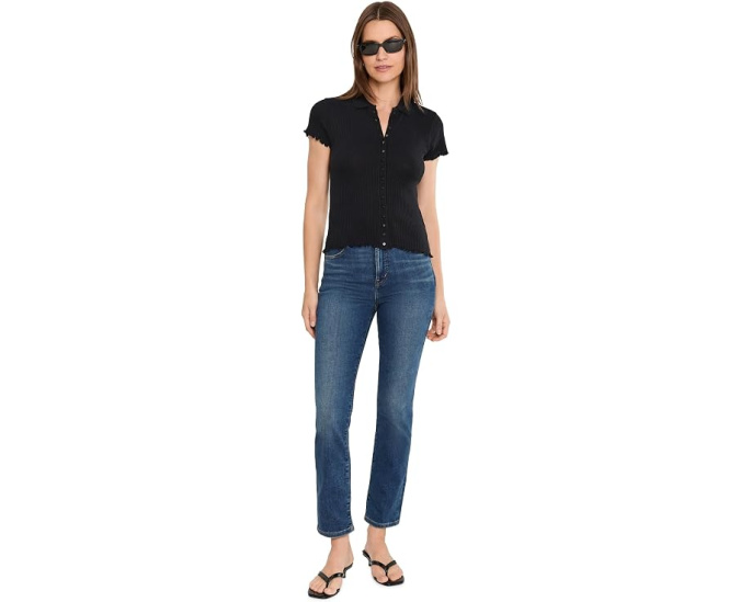 Поло Ribbed Cap Sleeve Madewell с коротким рукавом