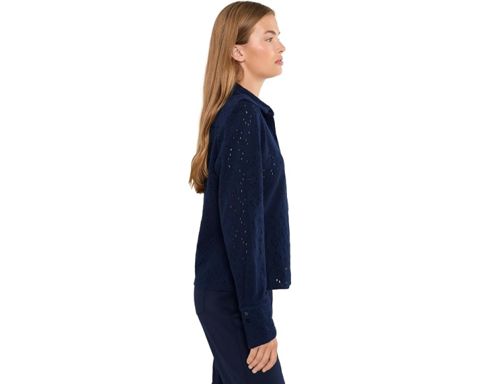Топ NIC+ZOE Petite Knit Eyelet Pop On с ажурным узором