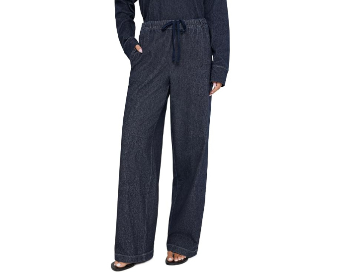 Органические хлопковые прямые брюки Indigo Knit от Eileen Fisher