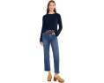 Long Flare Sleeve Crew Neck Knit Top