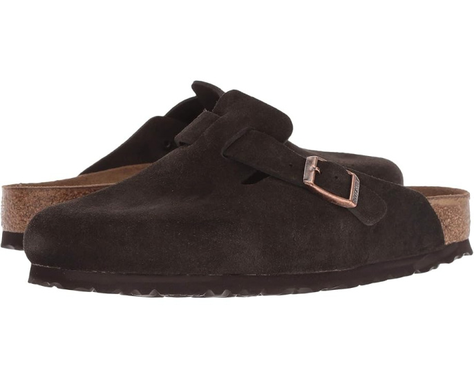 Биркенштоки Boston Soft Footbed из замши унисекс на пробковой стельке